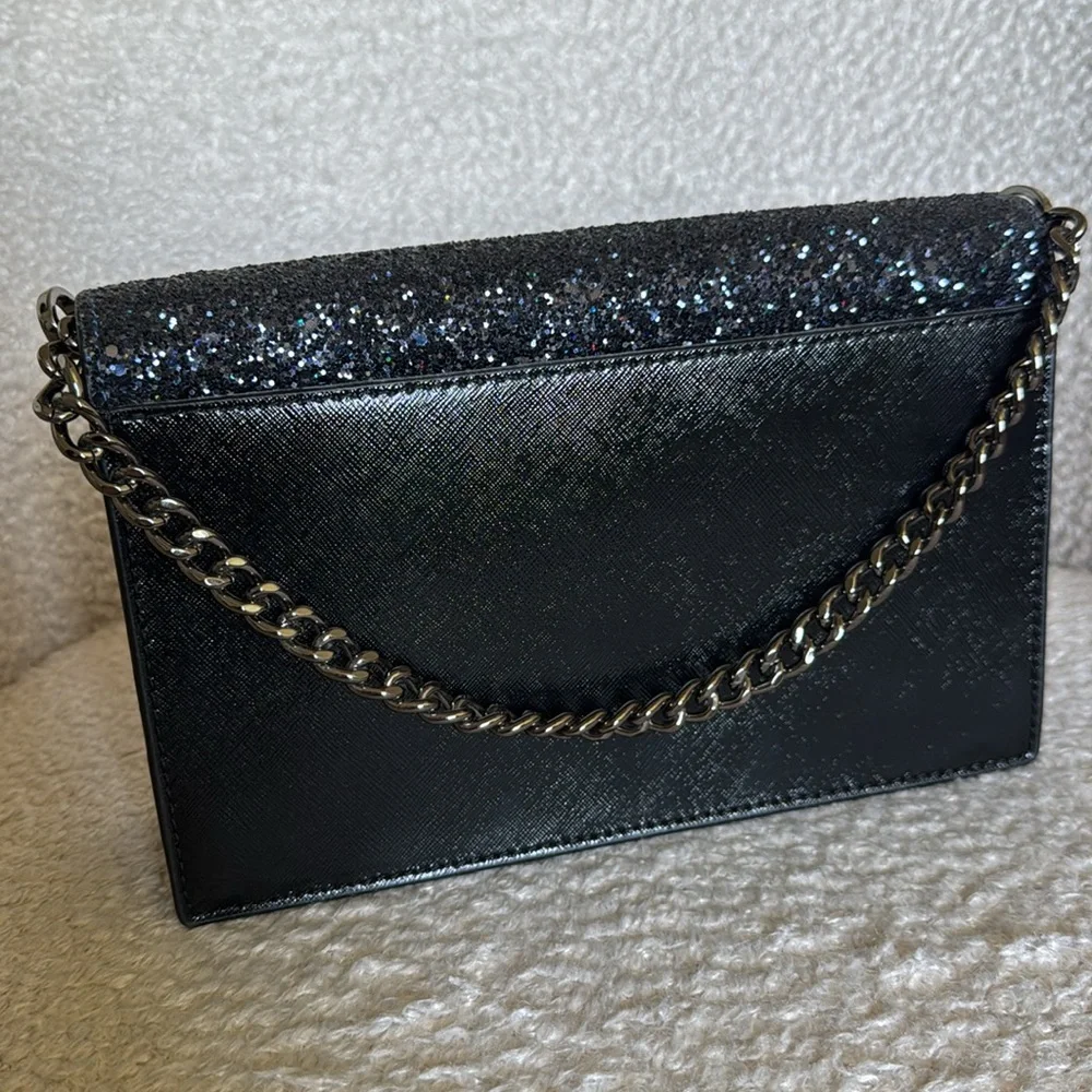 Kate Spade Black Glitter Chain Shoulder or Crossbody Bag • New & Never Used! 🌌🖤 - Picture 6 of 13